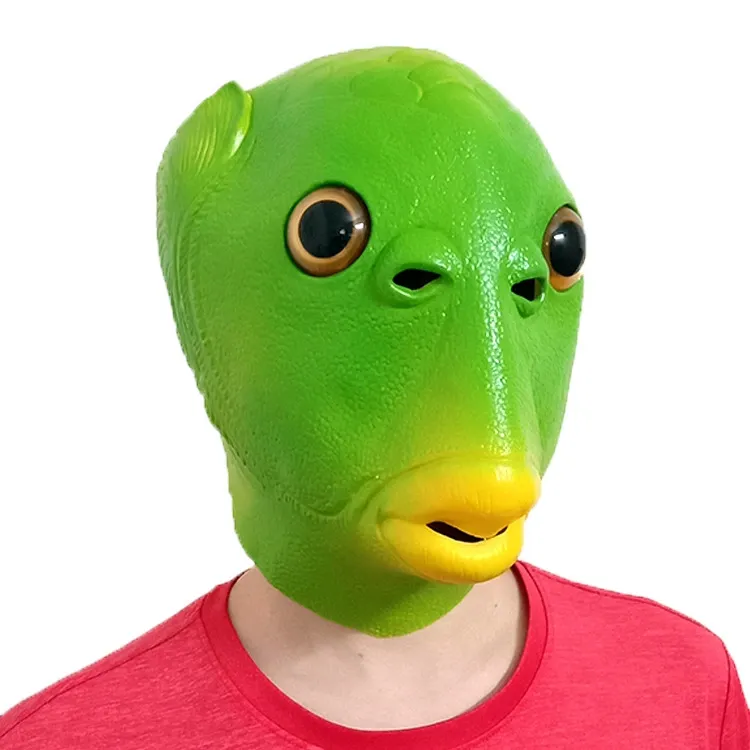 Green Fish Meme Mask wholesale latex mask from HXJC factory
